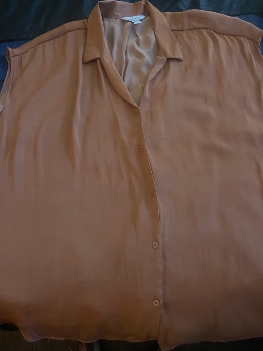 Nine West Rust-Tone Button-Front Blouse